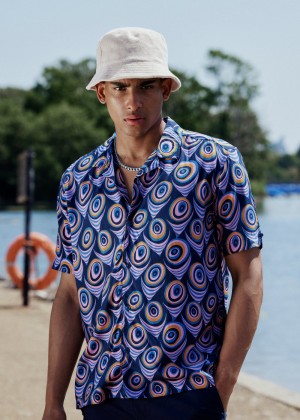 Ben Sherman B by Ben Sherman Psychedelic Print Shirts Purple | TNRWEP-847