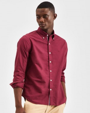 Ben Sherman Beatnik Oxford Garment Dye Shirts Burgundy | OMACHE-261