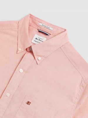 Ben Sherman Beatnik Wash Long-Sleeve Shirts Orange | BNQURW-037