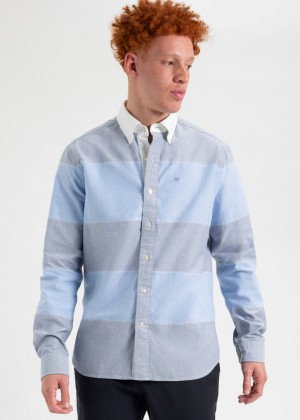 Ben Sherman Brighton Oxford Garment Dye Rugby Shirts Blue | IHJVQD-851