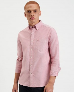 Ben Sherman Brighton Oxford Organic Shirts Light Red | SVHBEA-756