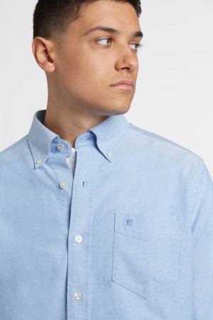 Ben Sherman Brighton Oxford Organic Shirts Blue | IUEKLV-139