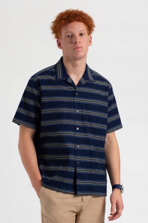 Ben Sherman Dalston Blues Lightweight Stripe Shirts Indigo | PNAQDT-501