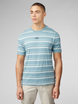 Ben Sherman Fine Stripe T-Shirt Blue | KQTDBL-924