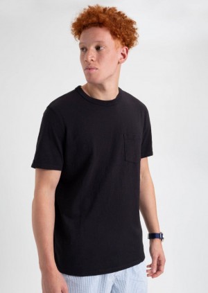 Ben Sherman Garment Dye Beatnik T-Shirt Black | YHMCBQ-930