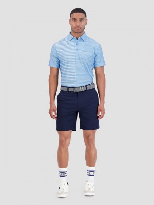 Ben Sherman Melange Stripes Color Block Tech Jersey Sports Fit Polo Shirts Azure | YFCNET-654