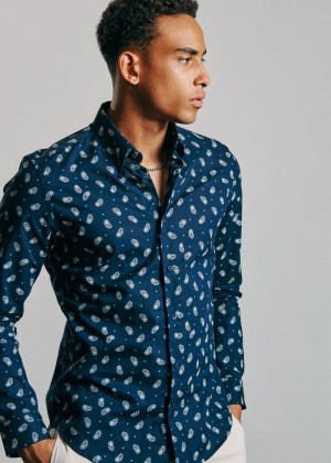 Ben Sherman Micro Paisley Shirts Navy | QCIDPZ-120