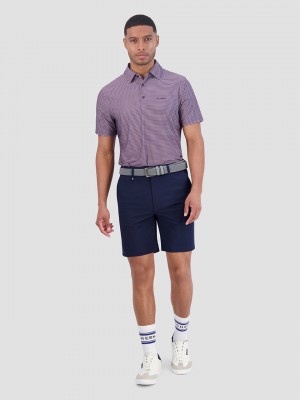 Ben Sherman Mini Stripes Tech Jersey Sports Fit Polo Shirts Purple | PVBORX-718