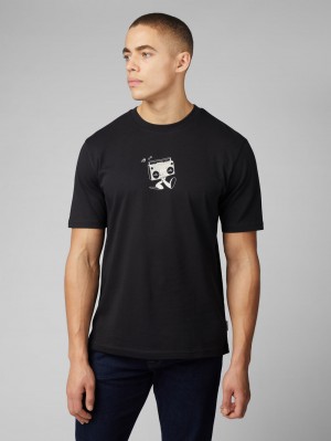 Ben Sherman Signature Boom Box Back Graphic T-Shirt Black | LNZDXH-279