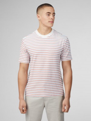 Ben Sherman Signature Loopback Stripe T-Shirt Blue | CSAJZK-237