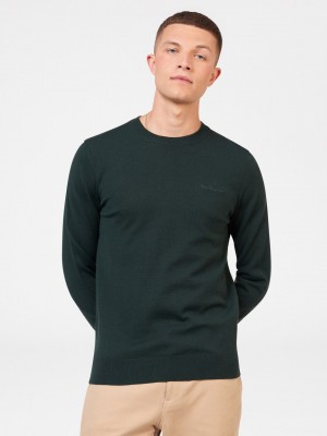 Ben Sherman Signature Merino Crewneck Knitwear Dark Green | BMEOPR-549