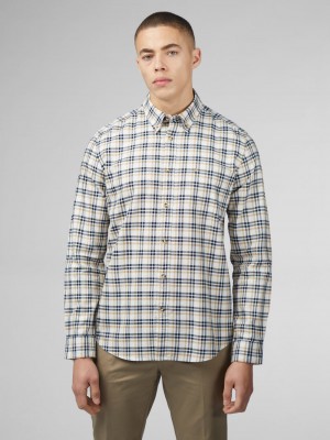 Ben Sherman Signature Oxford Check Shirts White | VHSCIE-601