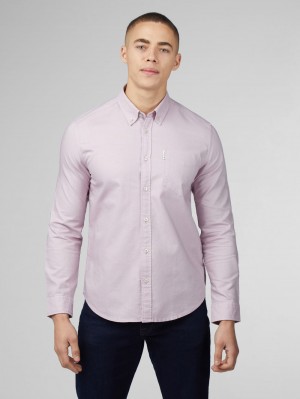 Ben Sherman Signature Oxford Long Sleeve Shirts Purple | CXWSOA-496