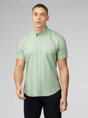 Ben Sherman Signature Short Sleeve Oxford Shirts Green | LZJQKH-732