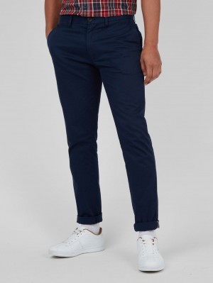 Ben Sherman Signature Skinny Stretch Chino Pants Navy | DJBHIA-175