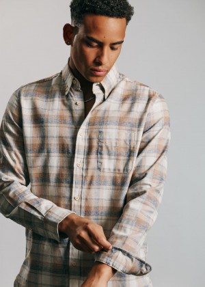 Ben Sherman Twisted Yarn Check Shirts Brown | YIOMPA-704