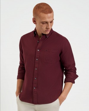 Ben Sherman Uniform Flannel Shirts Burgundy / Navy / Beige | ZRKMTB-082