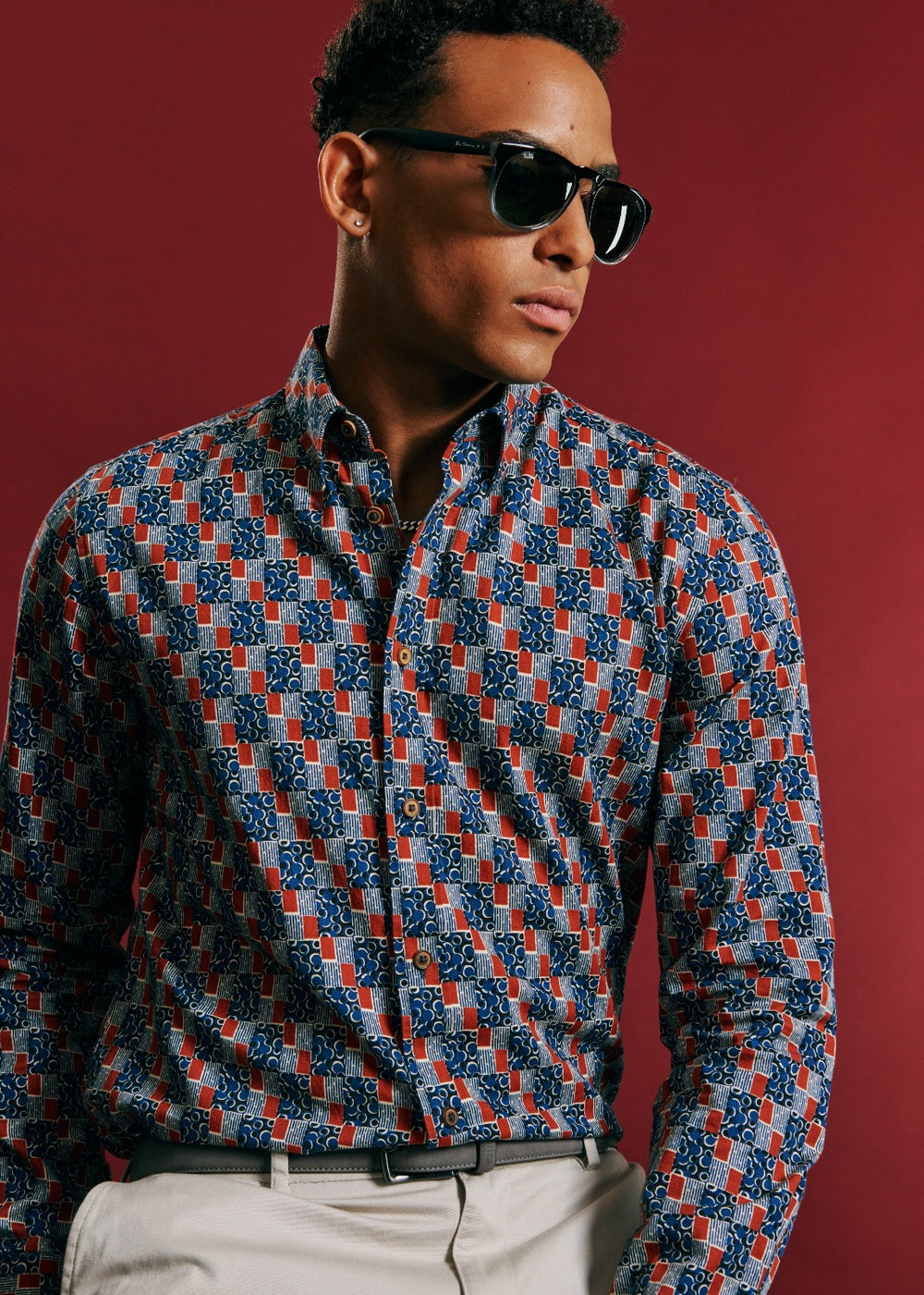 Ben Sherman 1950s Checkerboard Shirts Indigo | DJWIAU-190