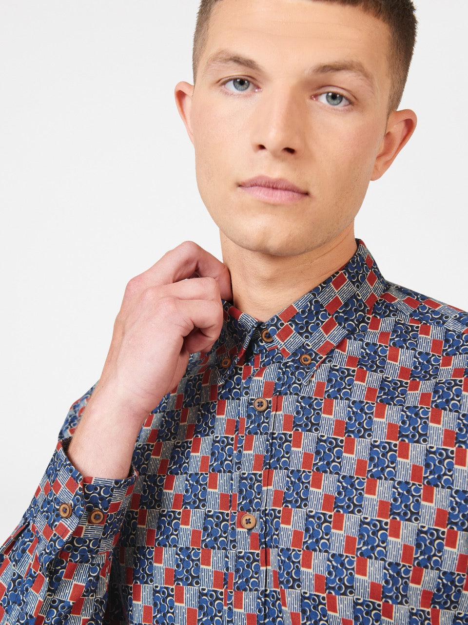 Ben Sherman 1950s Checkerboard Shirts Indigo | DJWIAU-190