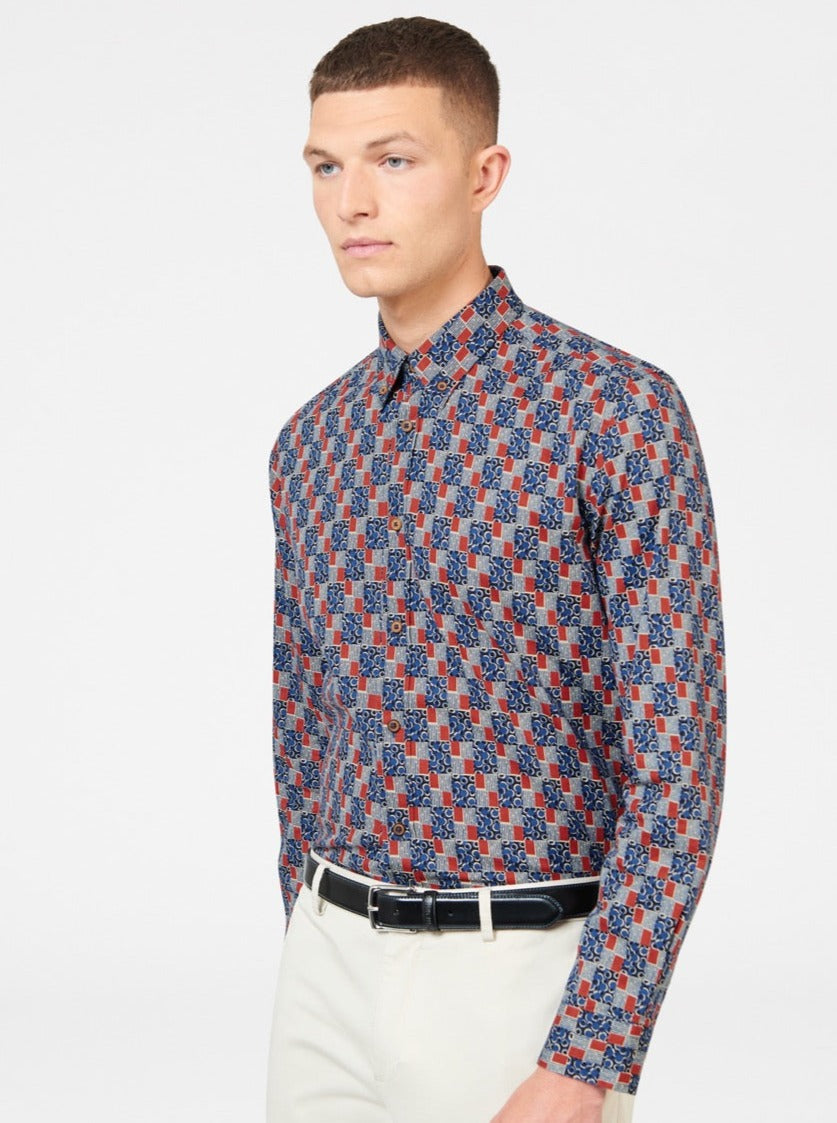 Ben Sherman 1950s Checkerboard Shirts Indigo | DJWIAU-190