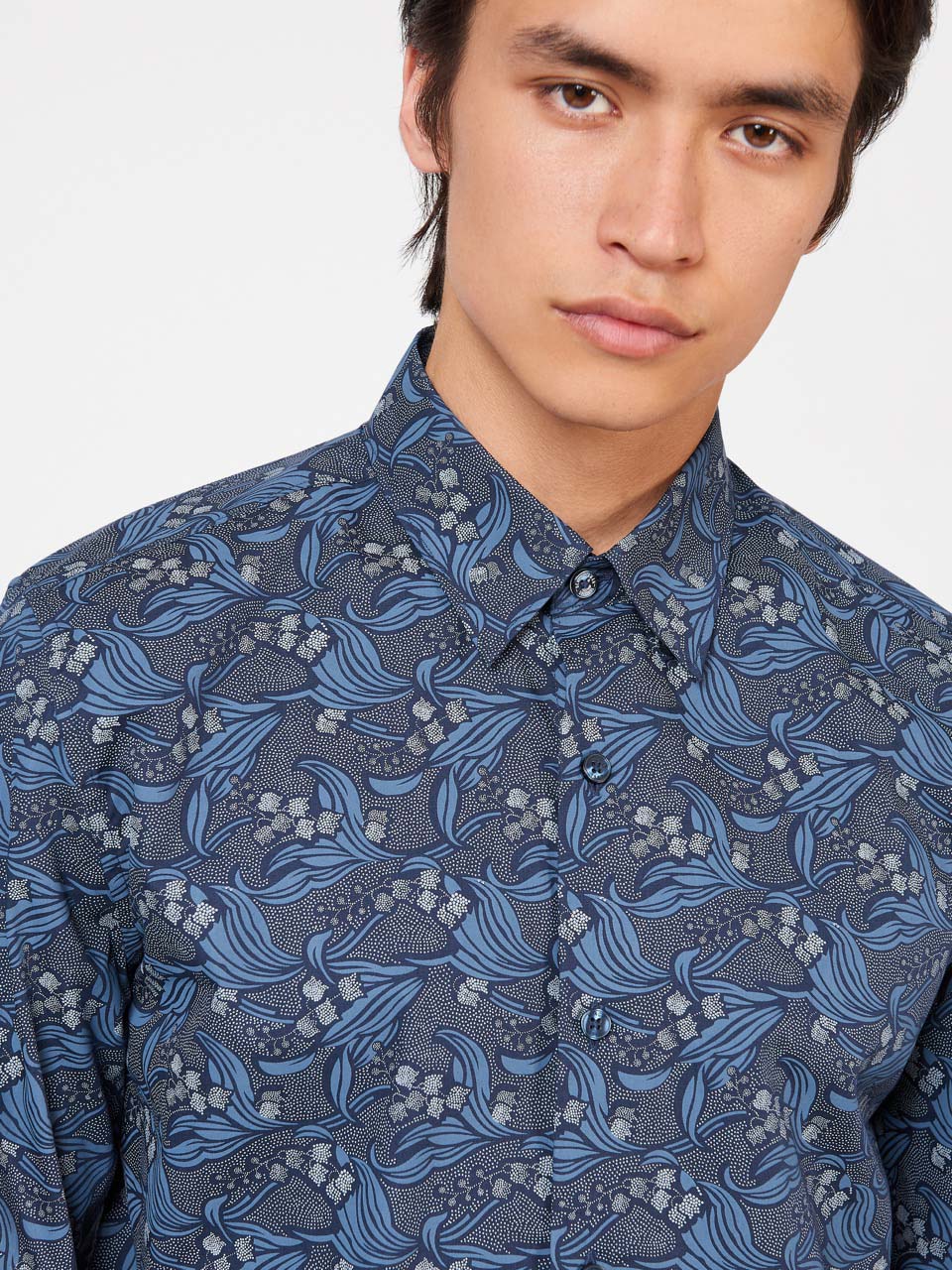 Ben Sherman Art Nouveau Floral Shirts Navy | QLRXWD-906