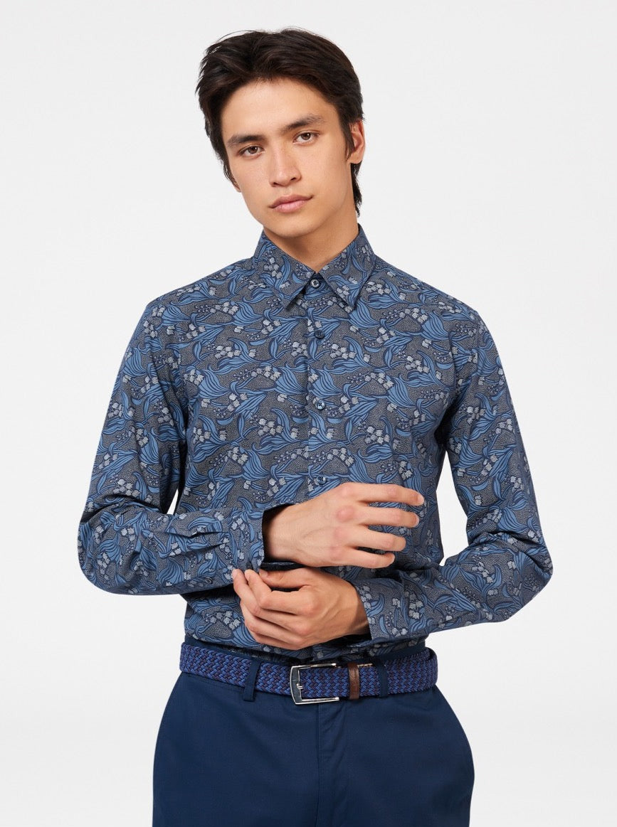 Ben Sherman Art Nouveau Floral Shirts Navy | QLRXWD-906