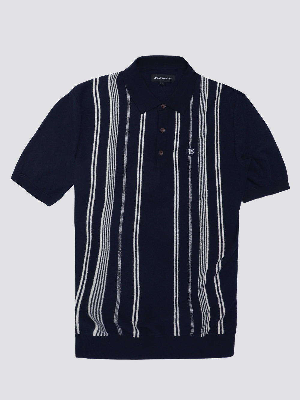 Ben Sherman B by Ben Sherman Crinkle Cotton Stripe Polo Knitwear Navy | UTPHWE-201