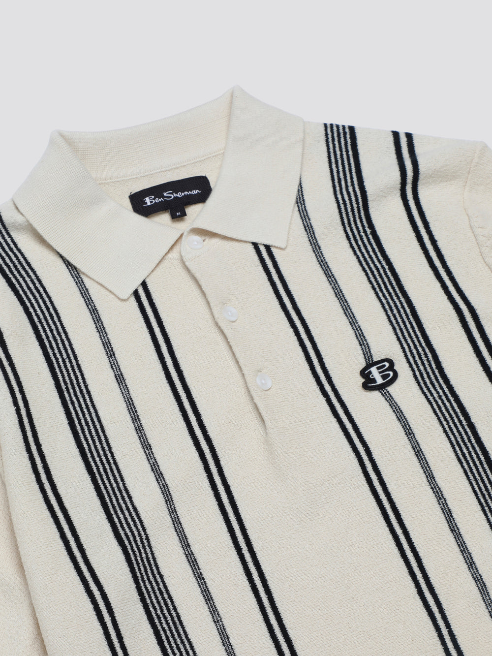 Ben Sherman B by Ben Sherman Crinkle Cotton Stripe Polo Knitwear White | XRPLZW-749