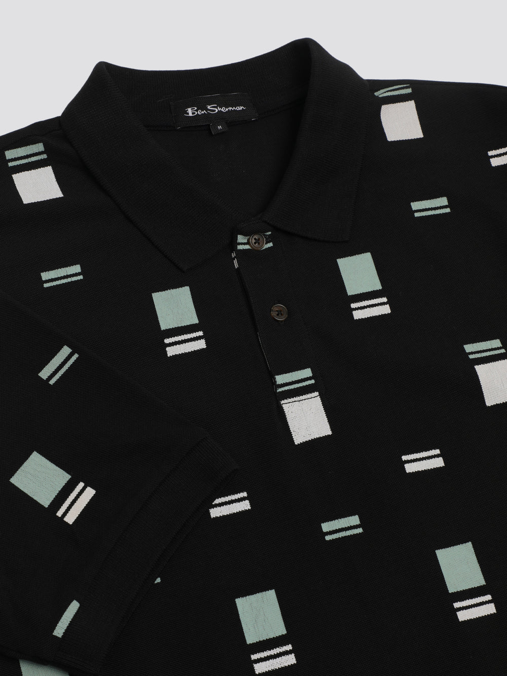 Ben Sherman B by Ben Sherman Scatter Chequerboard Mod Stripe Polo Shirts Black | VWAZUF-514