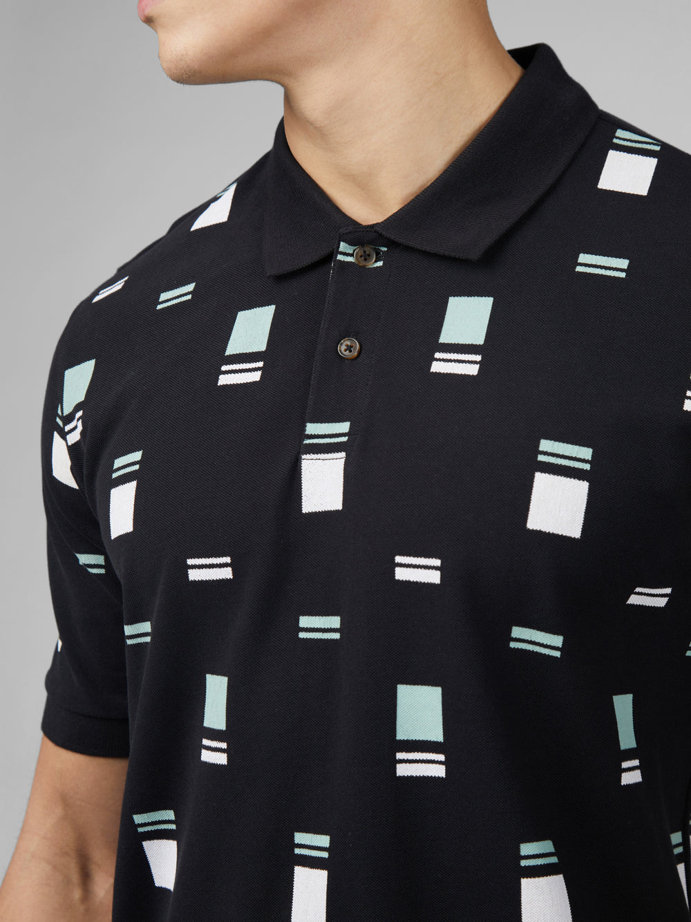 Ben Sherman B by Ben Sherman Scatter Chequerboard Mod Stripe Polo Shirts Black | VWAZUF-514