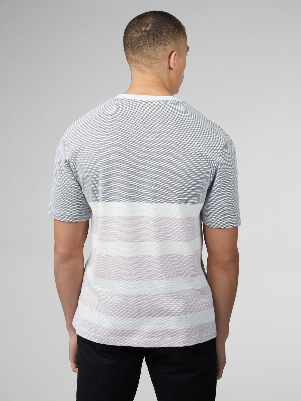 Ben Sherman B by Ben Sherman Textured Block Stripe T-Shirt Navy | ZMIVDE-472