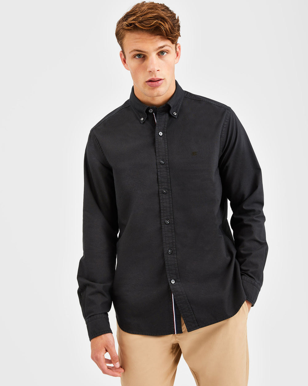 Ben Sherman Beatnik Oxford Garment Dye Shirts Black | PRVYHJ-658