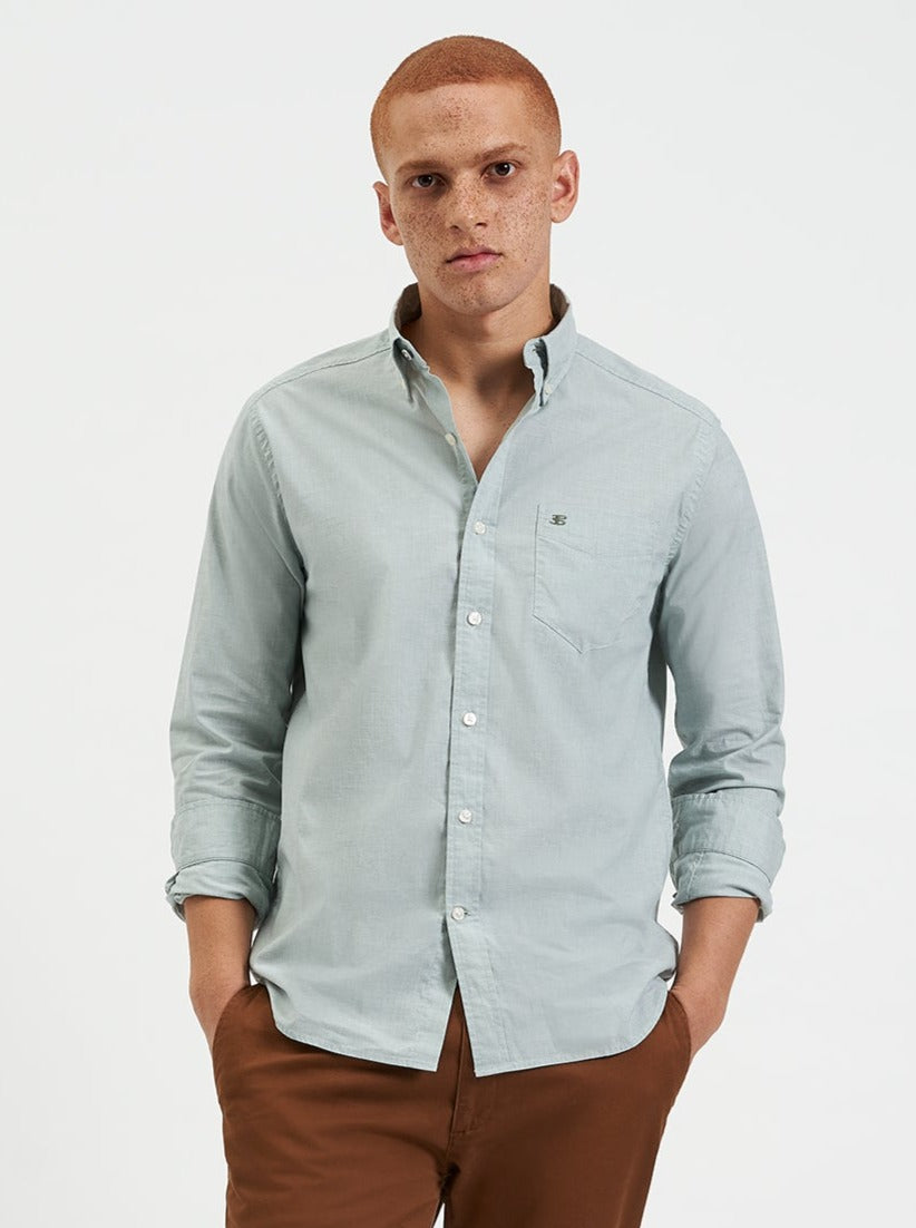 Ben Sherman Beatnik Wash Long-Sleeve Shirts Green | GQZDIC-457