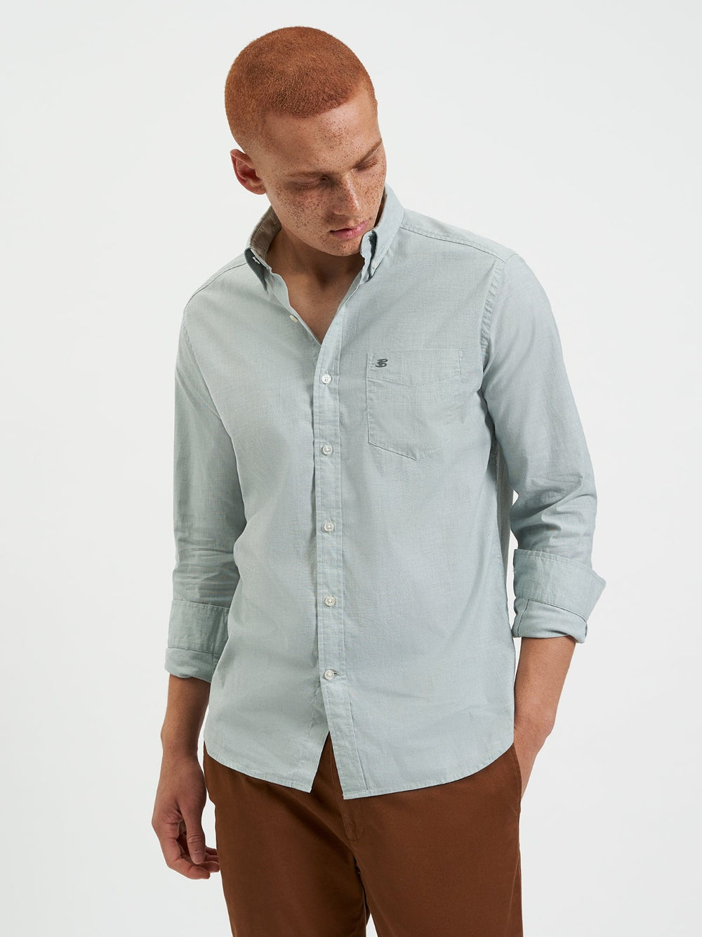 Ben Sherman Beatnik Wash Long-Sleeve Shirts Green | GQZDIC-457