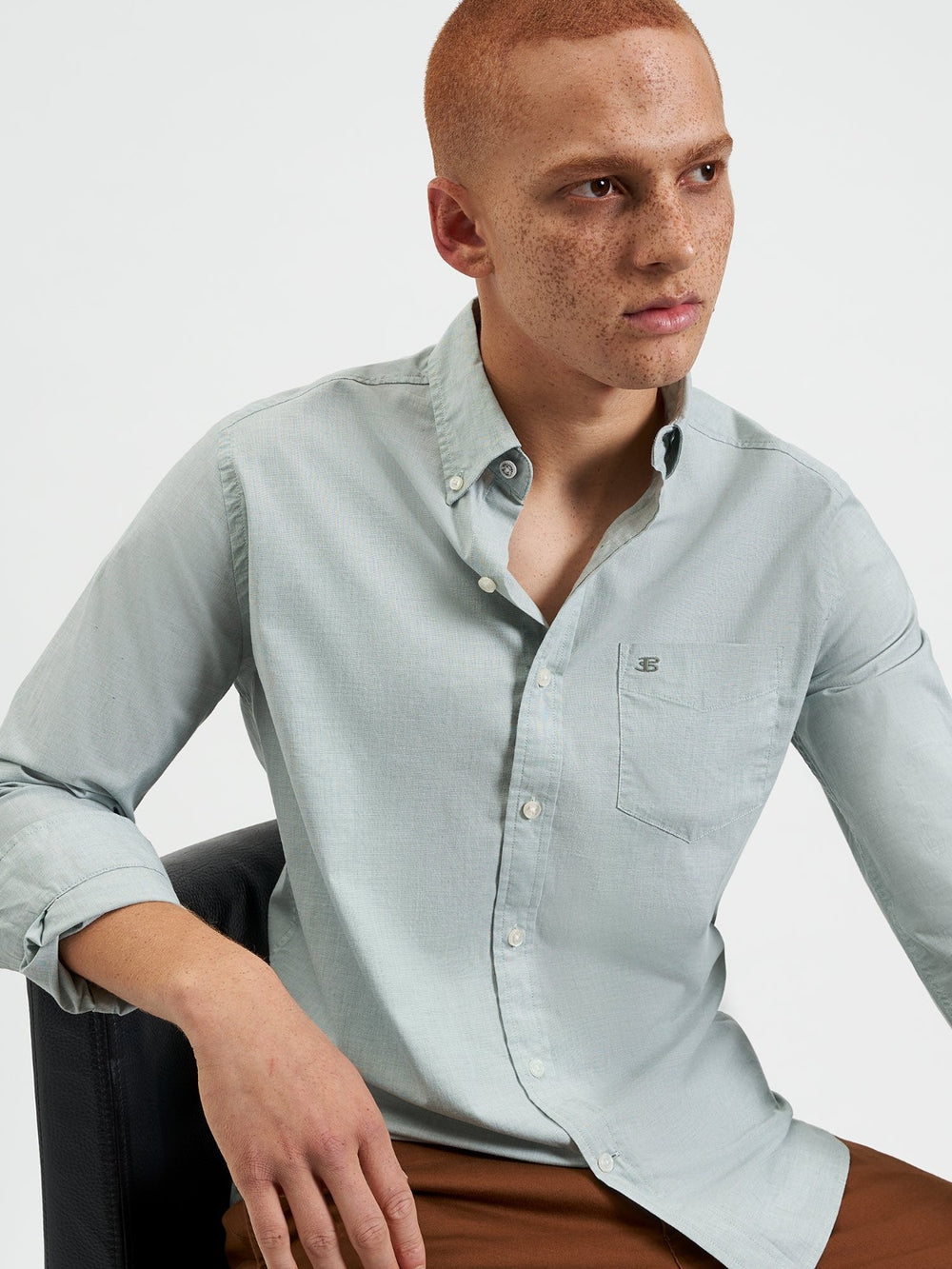 Ben Sherman Beatnik Wash Long-Sleeve Shirts Green | GQZDIC-457