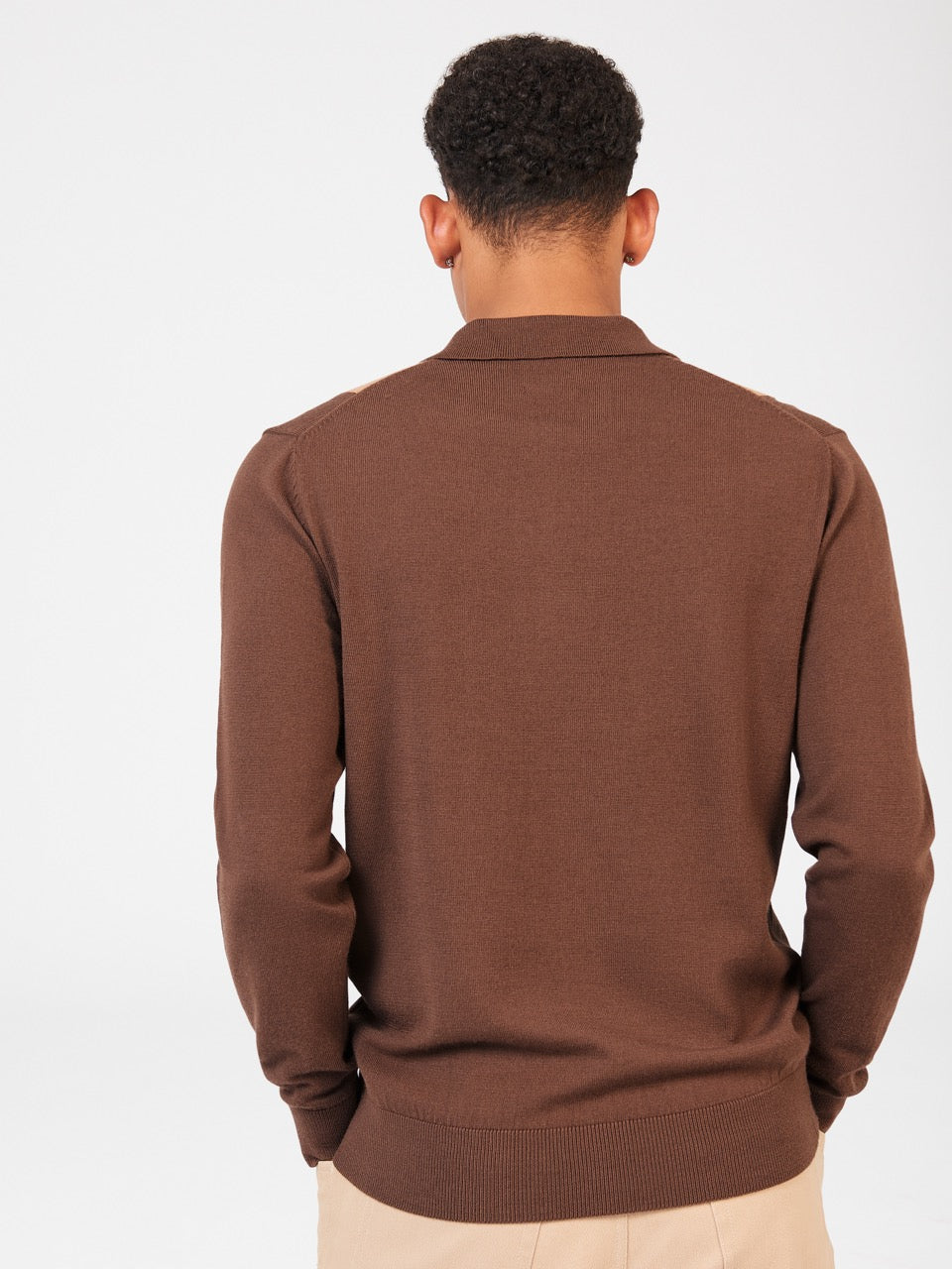 Ben Sherman Block Stripe Merino Polo Neck Sweaters Chocolate | NJFWBA-086