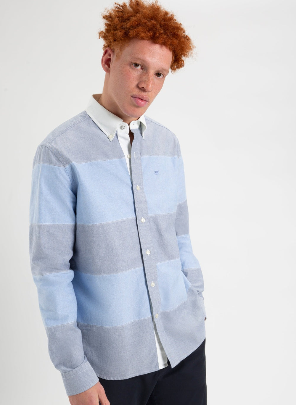 Ben Sherman Brighton Oxford Garment Dye Rugby Shirts Blue | IHJVQD-851