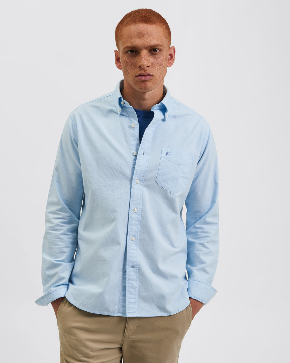 Ben Sherman Brighton Oxford Organic Shirts Blue | UOZANH-690