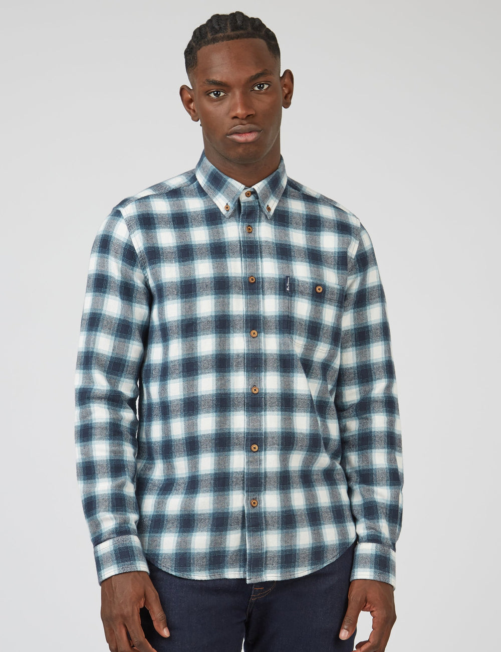 Ben Sherman Brushed Ombre Check Flannel Shirts Green | IGBHJX-421