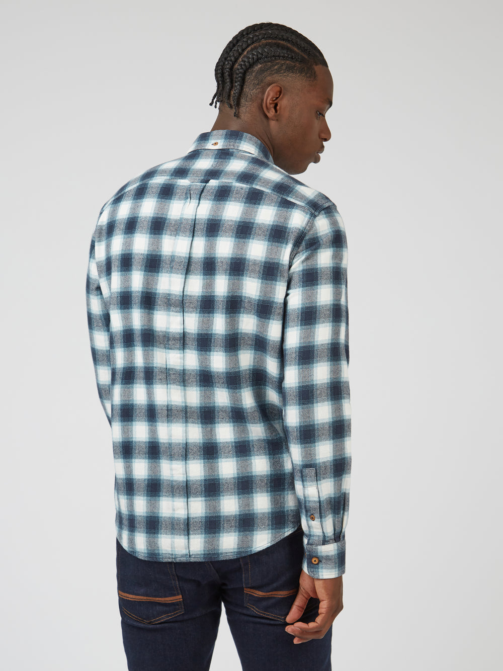 Ben Sherman Brushed Ombre Check Flannel Shirts Green | IGBHJX-421