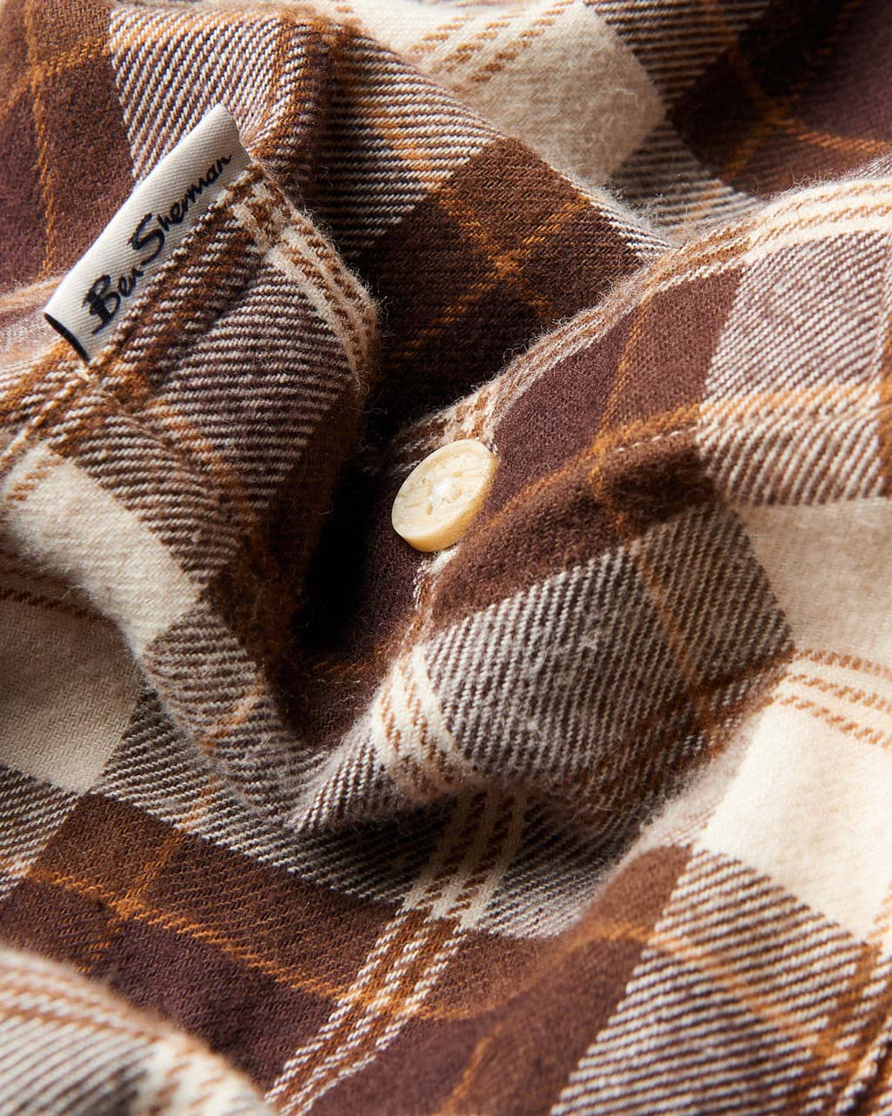 Ben Sherman Brushed Plain Check Shirts Chocolate | XCYLKB-130