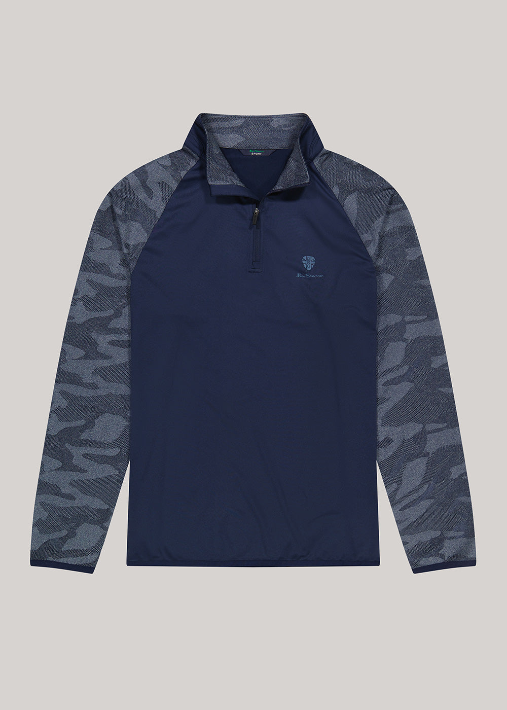 Ben Sherman Camo Jacq. Sleeve Quarter Zip Jackets Navy | DULWIA-168