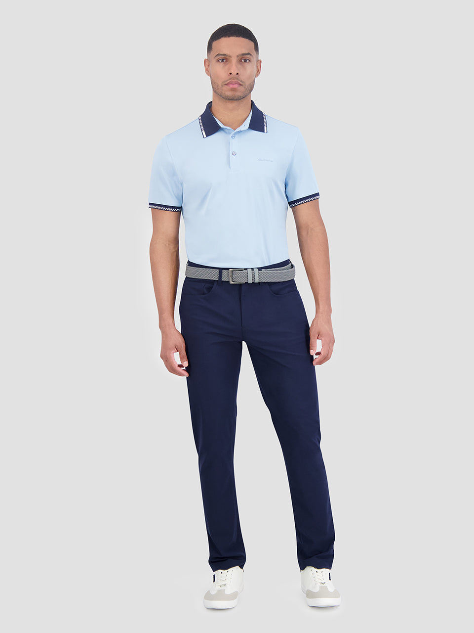 Ben Sherman Checker Rib Air Pique Sports Fit Polo Shirts Blue | TBRQAJ-054