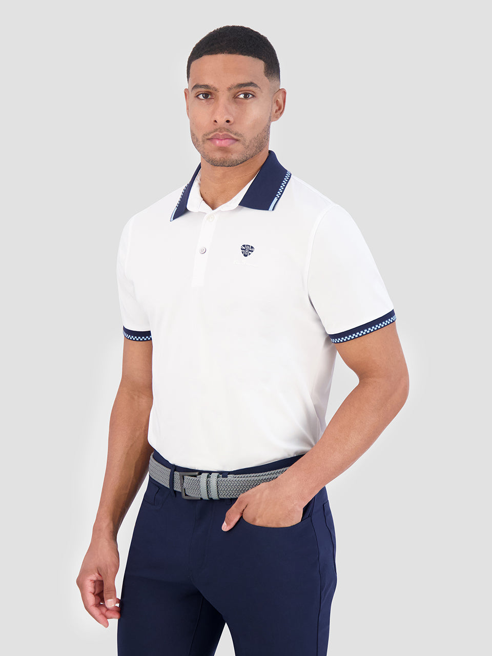 Ben Sherman Checker Rib Air Pique Sports Fit Polo Shirts White | GRSTHD-692