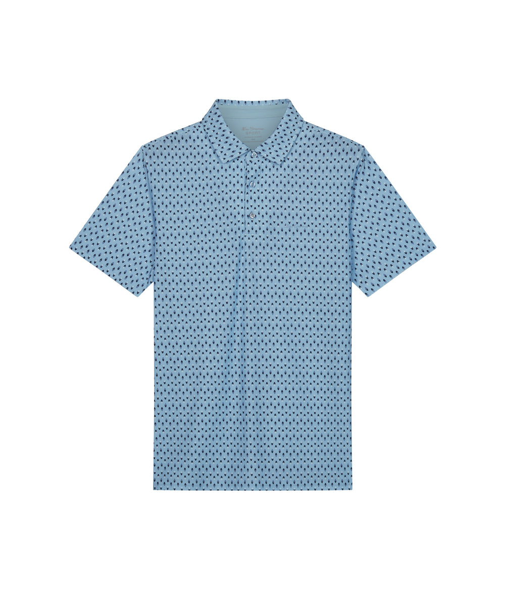 Ben Sherman Chequerboard Geo Polo Shirts Blue | PQMXAE-387