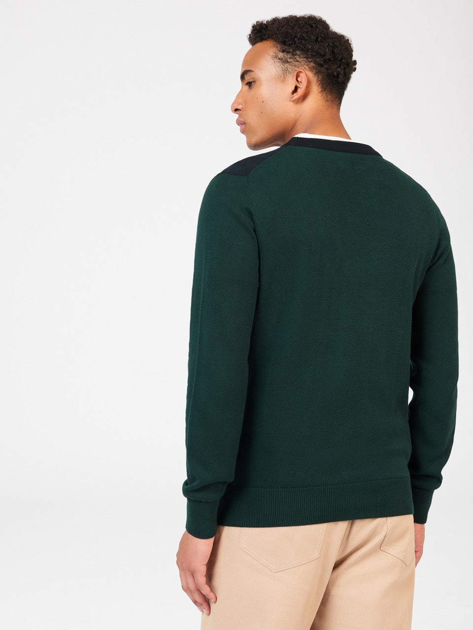 Ben Sherman Chest Stripe Crewneck Knitwear Dark Green | DHYLGT-182