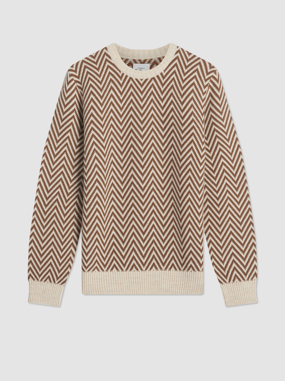 Ben Sherman Chevron Jacquard Crewneck Knitwear White | TPWEDG-048