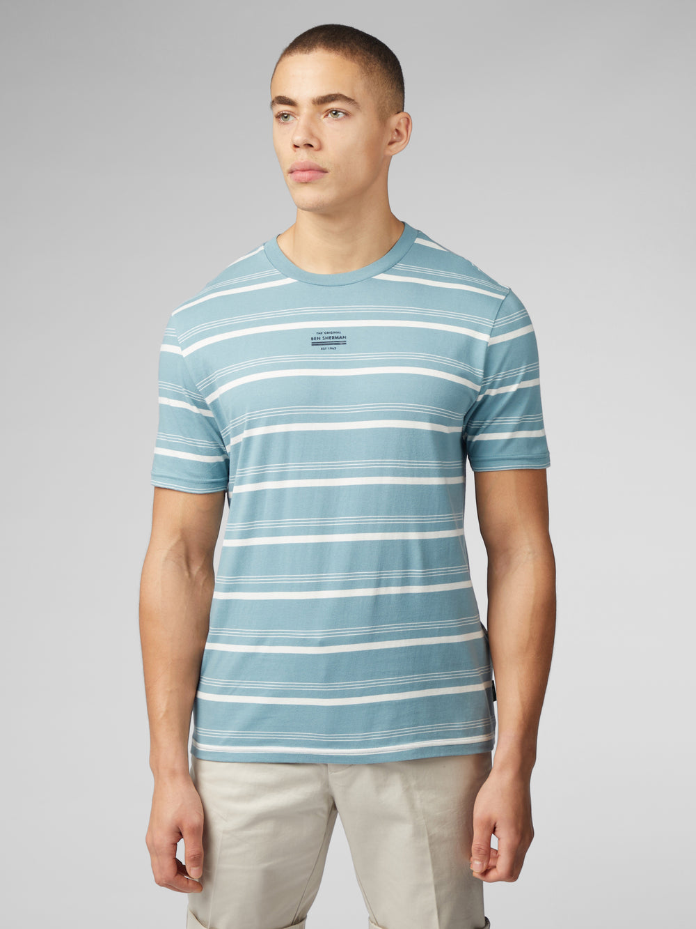 Ben Sherman Fine Stripe T-Shirt Blue | KQTDBL-924