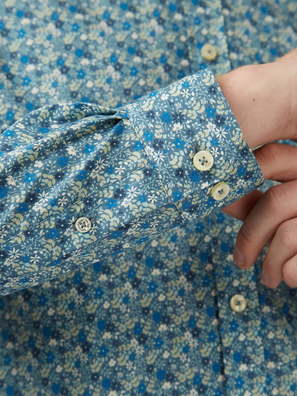 Ben Sherman Floral Print Long-Sleeve Shirts Blue Grey | WQATZG-786