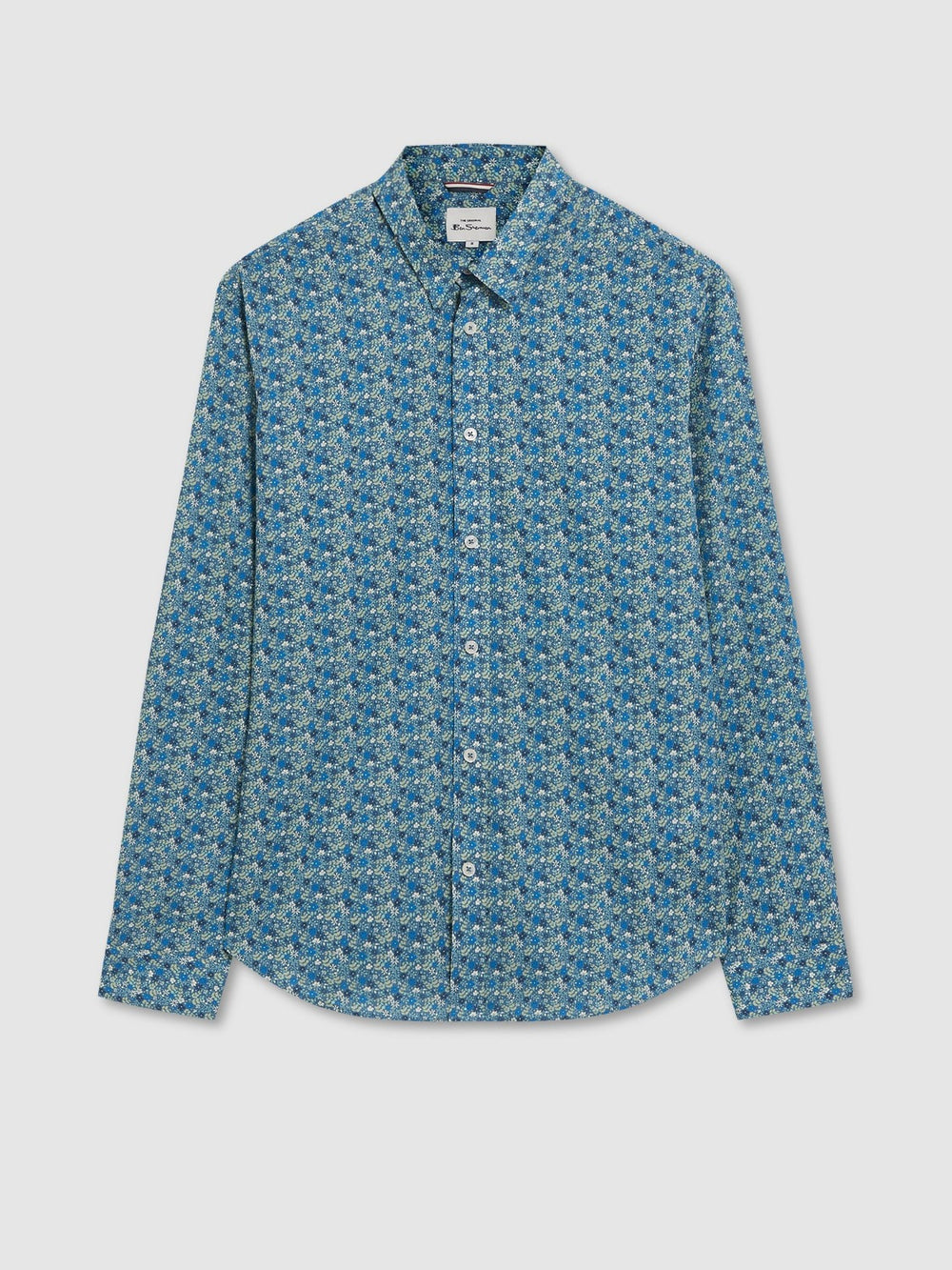 Ben Sherman Floral Print Long-Sleeve Shirts Blue Grey | WQATZG-786